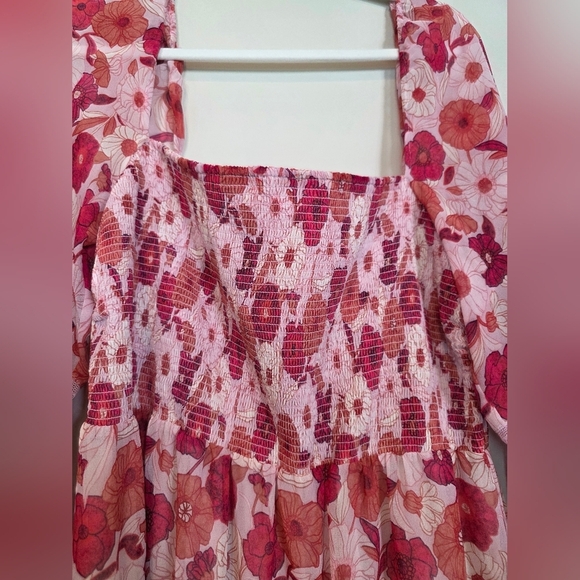 Aritzia Wilfred Plus Size 2X Grace Floral Smocked Dress Lined Boho Cottagecore - Picture 6 of 10